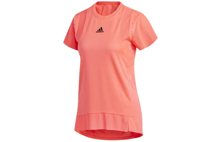 Adidas T-Shirts Women's Pink Crew Neck Moderate Straight Fit