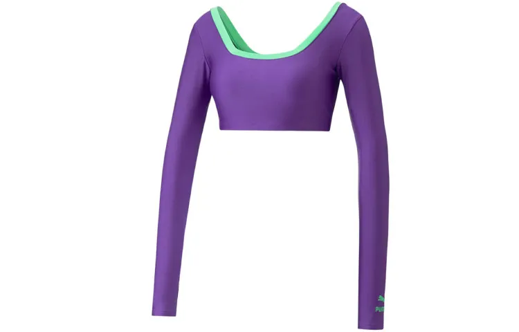 PUMA Crop Tops Women's Purple Moderate Nipped-in Waist