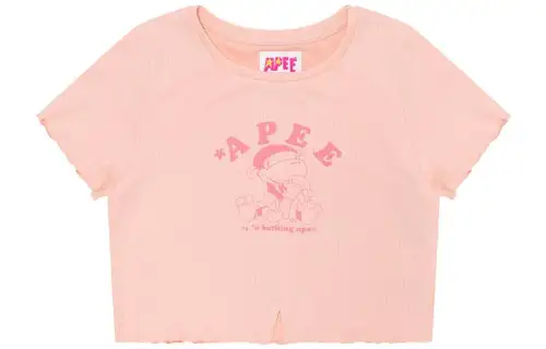 A BATHING APE Crop Tops Women's Crew Neck Moderate