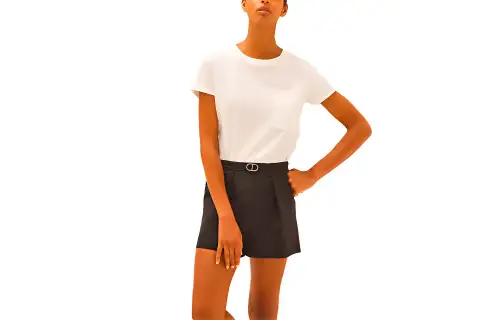 HERMES T Shirts Women's White Crew Neck Moderate Straight Fit