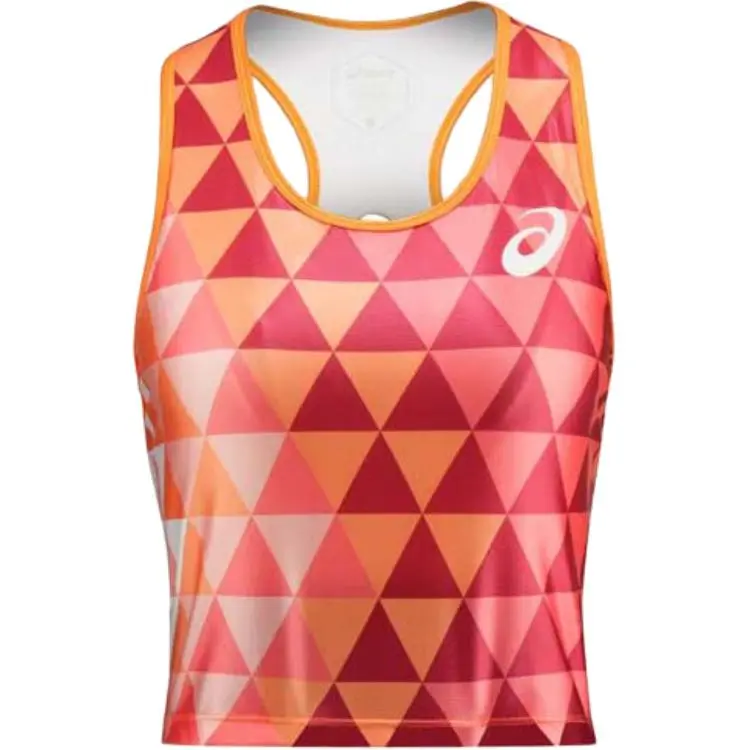 ASICS Tank Tops Women's Orange U-neck Moderate Racerback