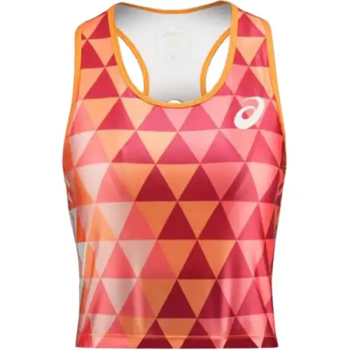 ASICS Tank Tops Women's Orange U Neck Moderate Racerback