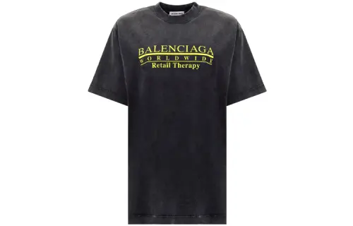 Balenciaga Women's Worldwide Logo T Shirt Black