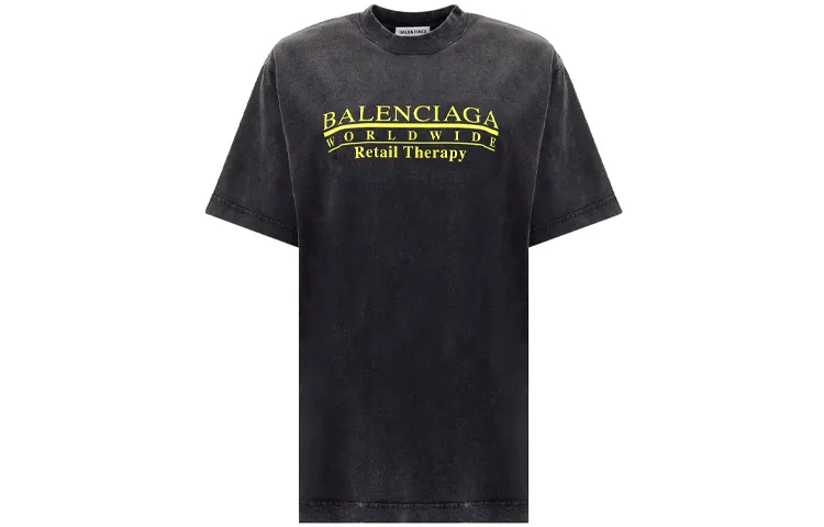 Balenciaga Women's Worldwide Logo T Shirt Black