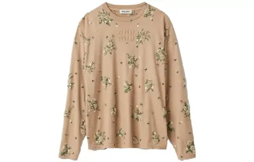 Miu Miu floral-appliqué cotton T-shirt