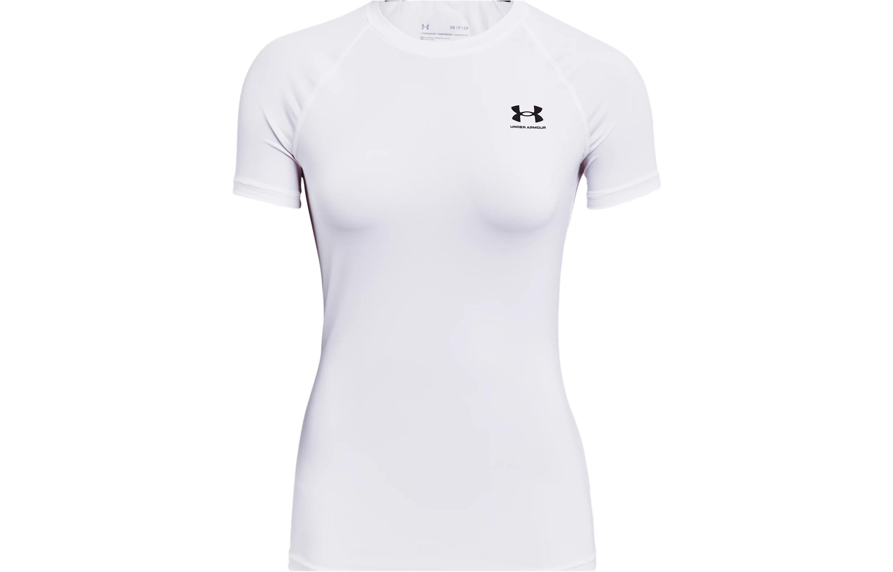 Under Armour HeatGear T Shirts Women's White Crew Neck Moderate Straight Fit