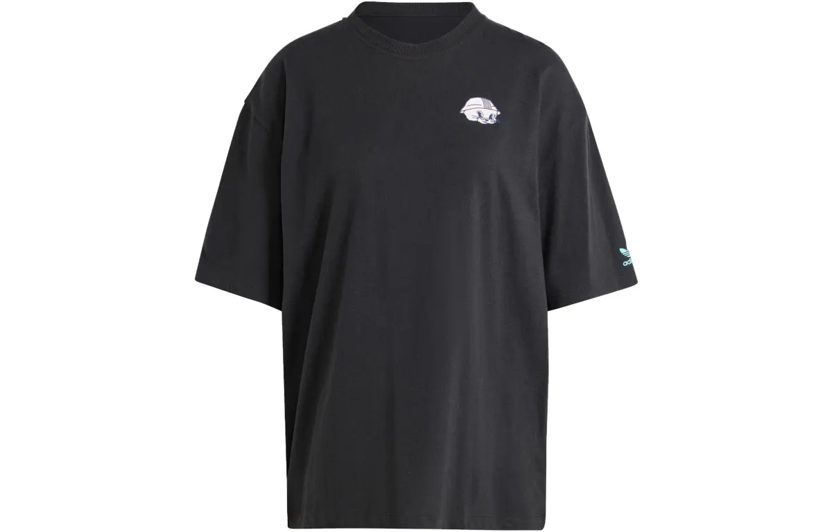 Adidas Originals T-Shirts Women's Black Crew Neck Moderate Straight Fit