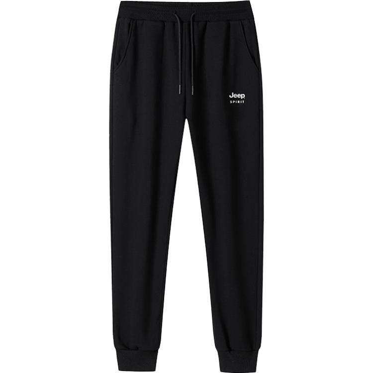 JEEP SPIRIT Fleece Lined Letter Logo Design Lace Up Mid Rise Minimalist Style Sports Pants Men’s