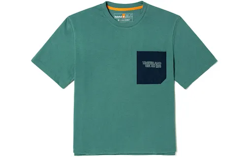 Timberland T Shirts Women's Turquoise Crew Neck Moderate Straight Fit