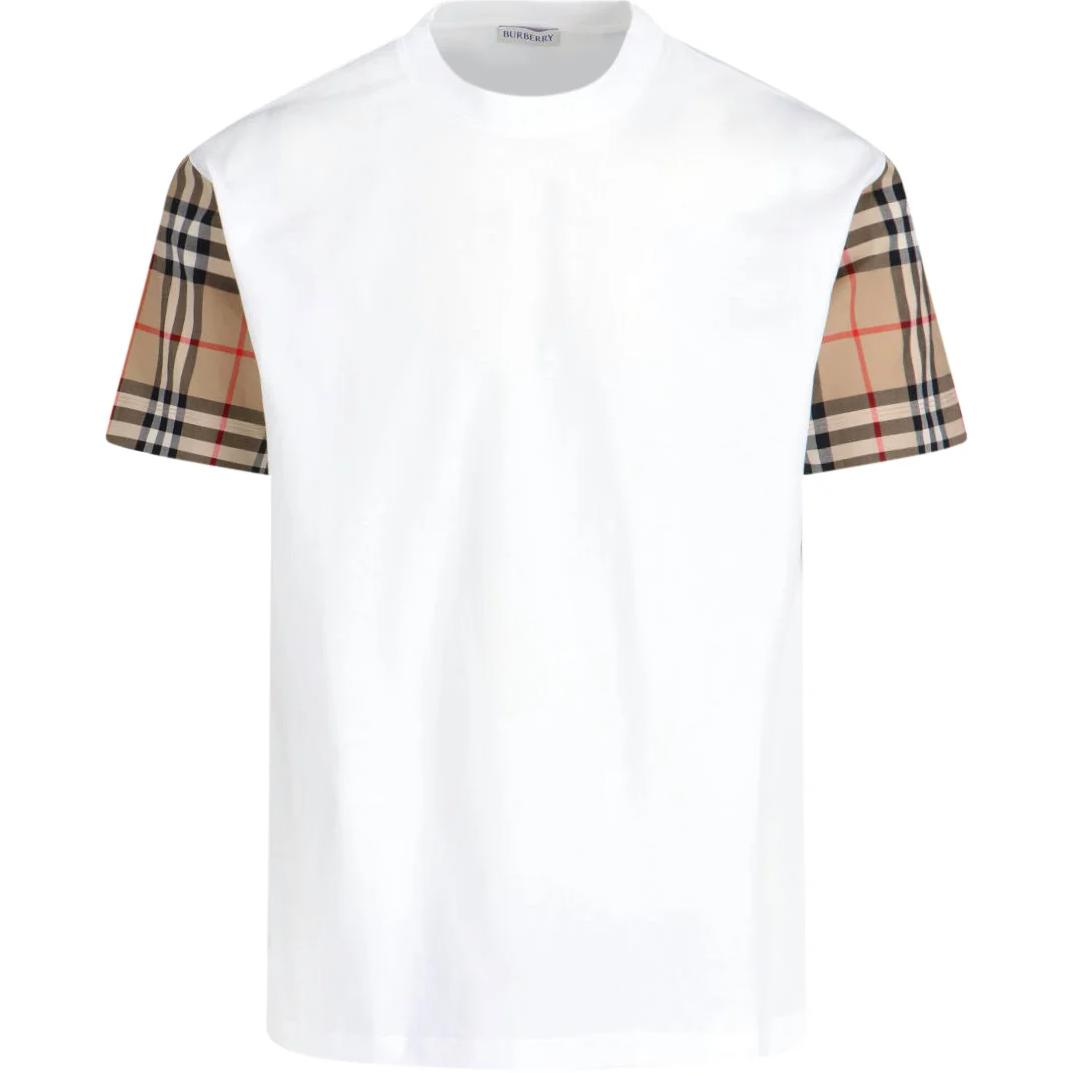 Женская футболка Burberry Sleeve Check (белая)