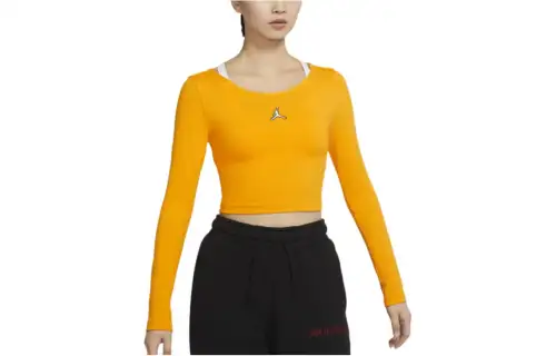 Jordan Crop Tops Women's Yellow Square Collar Moderate