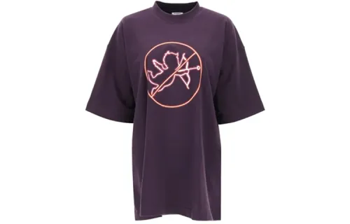 Vetements T Shirts Women's Purple Crew Neck Moderate Straight Fit