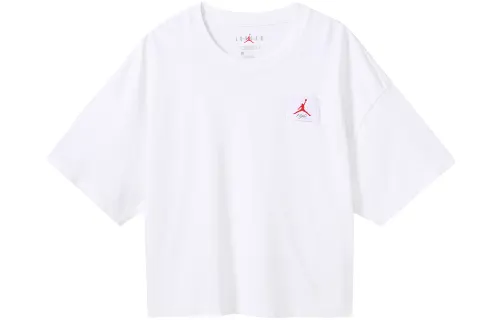 Jordan Drop Shoulder Sleeve T Shirt Women's White