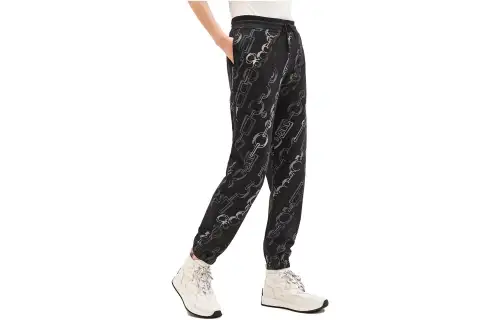 HERMES Sports Pants Unisex Black Moderate