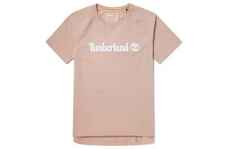 Timberland T Shirts Women's Light Pink Crew Neck Moderate Straight Fit