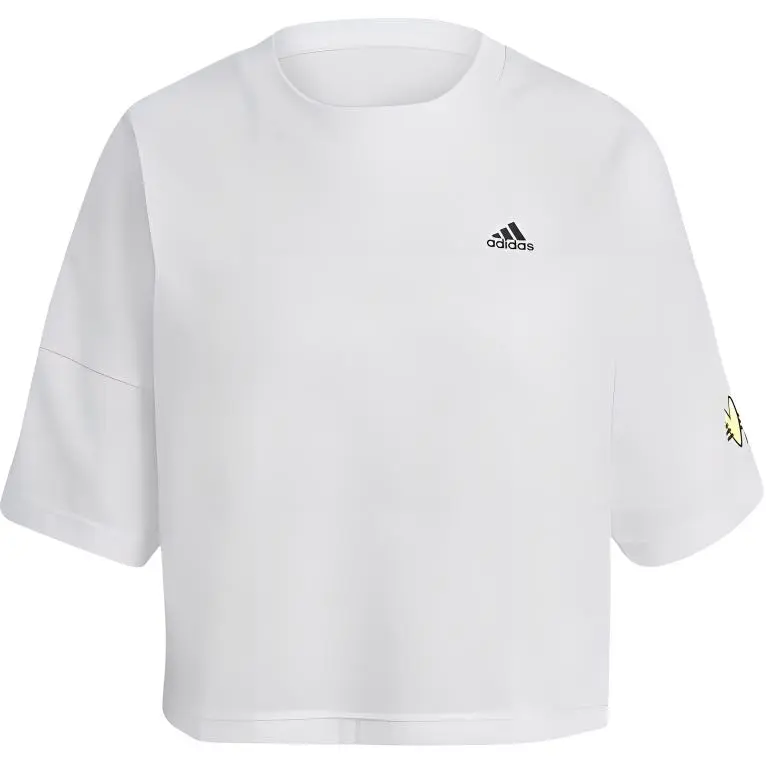 Adidas T-Shirts Women's White Crew Neck Moderate Straight Fit