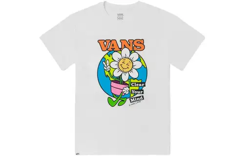 Vans T Shirts Women's White Crew Neck Moderate Straight Fit