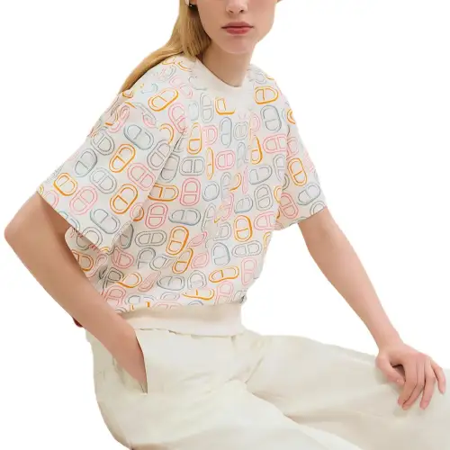 HERMES Chaine D'Ancre Regular T Shirt Women's Gray White