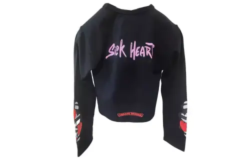 Chrome Hearts Matty Boy Sick Heart Long-Sleeve Crop Top 'Black'