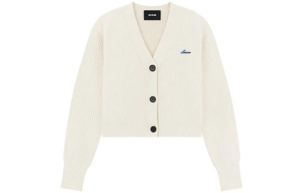 WE11DONE Logo patch Ribbed knit Cardigan