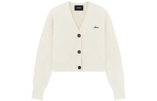 WE11DONE Logo patch Ribbed knit Cardigan
