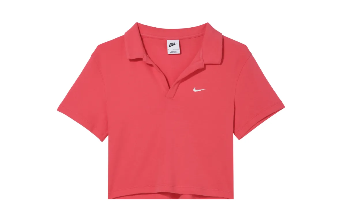 Nike T-Shirts Women's Pink Lapel Moderate Straight Fit