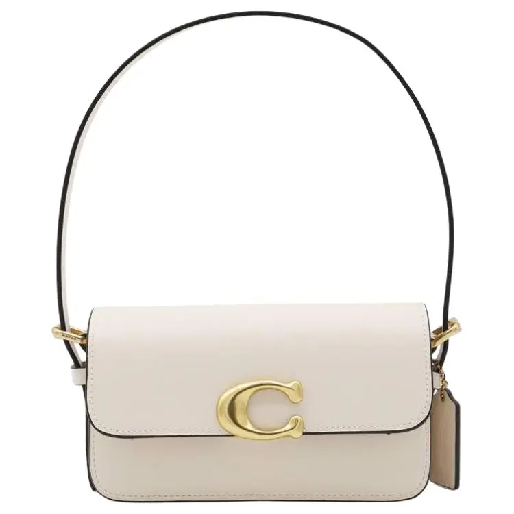 COACH Zoe Cow Leather Shoulder Bags Small Women's Ecru