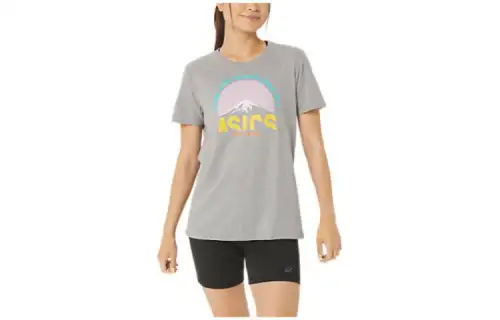 ASICS T Shirts Women's Medium Gray Crew Neck Moderate Other