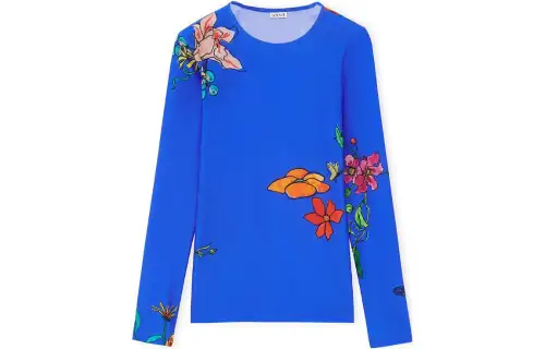 LOEWE T Shirts Women's Blue Crew Neck Moderate Straight Fit