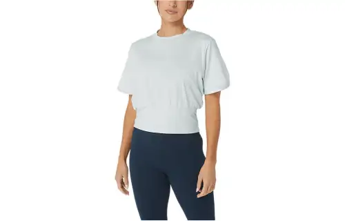 ASICS T Shirts Women's Pure Aqua Green Crew Neck Moderate Other