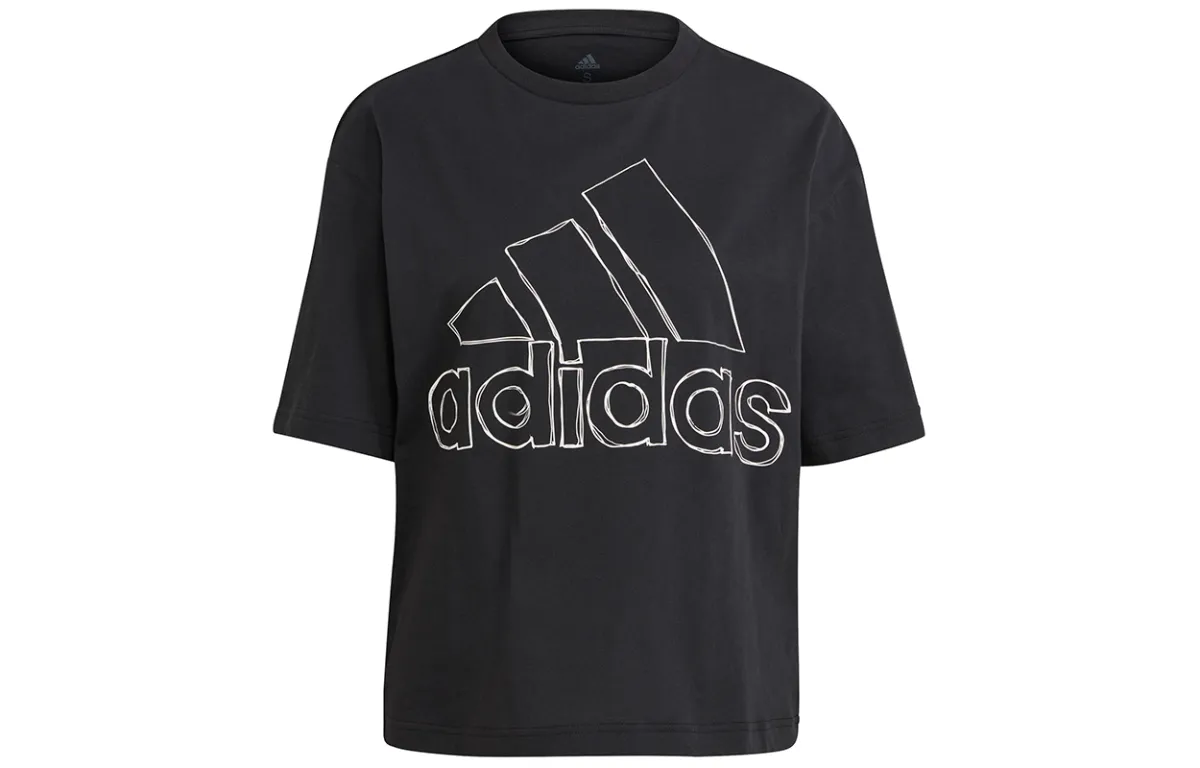 Adidas Drop Shoulder Sleeve T Shirt Women's Black