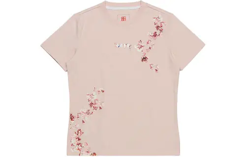 Li Ning T Shirts Women's Pink Crew Neck Moderate Straight Fit