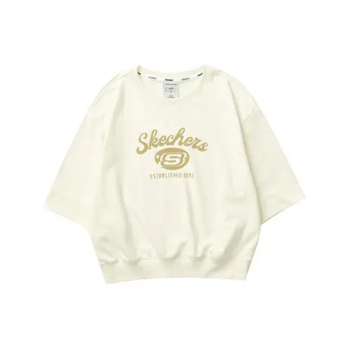 Skechers Stroll Drop Shoulder Sleeve T Shirt Women's Butter Ecru