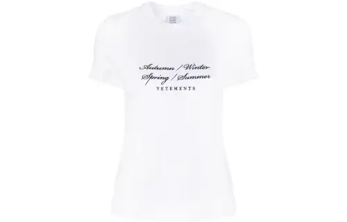 Vetements 4 Seasons Embroidered Logo Fitted T Shirt 'White'