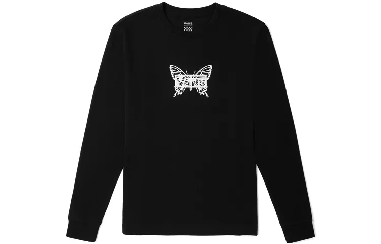 Vans T Shirts Women's Black Crew Neck Moderate Straight Fit