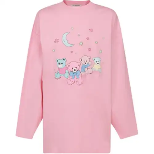 Balenciaga Love Bear Women'ss Oversized L/S T Shirt Pink