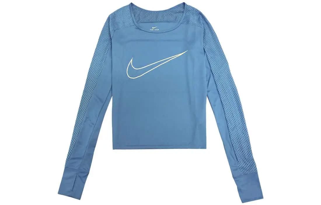 Nike T-Shirts Women's Blue Crew Neck Moderate Straight Fit