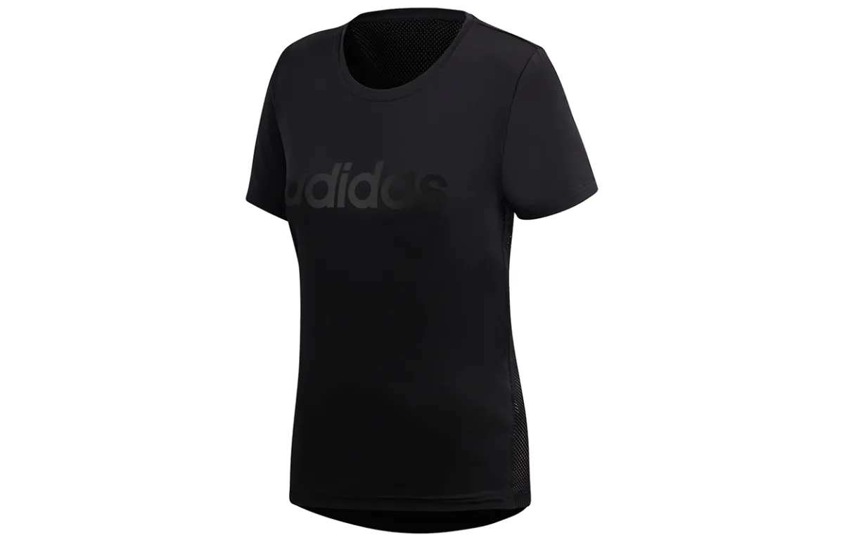 Adidas T-Shirts Women's Black Crew Neck Moderate Straight Fit