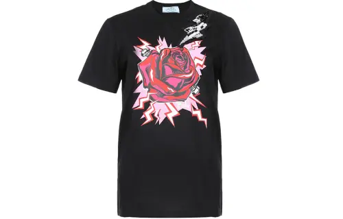 PRADA T Shirts Women's Black Crew Neck Moderate Straight Fit