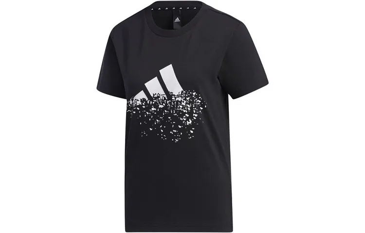 Adidas T-Shirts Women's Black Crew Neck Moderate Straight Fit