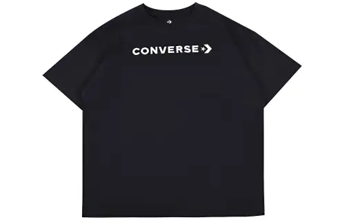 Converse T Shirts Women's Black Crew Neck Moderate Straight Fit