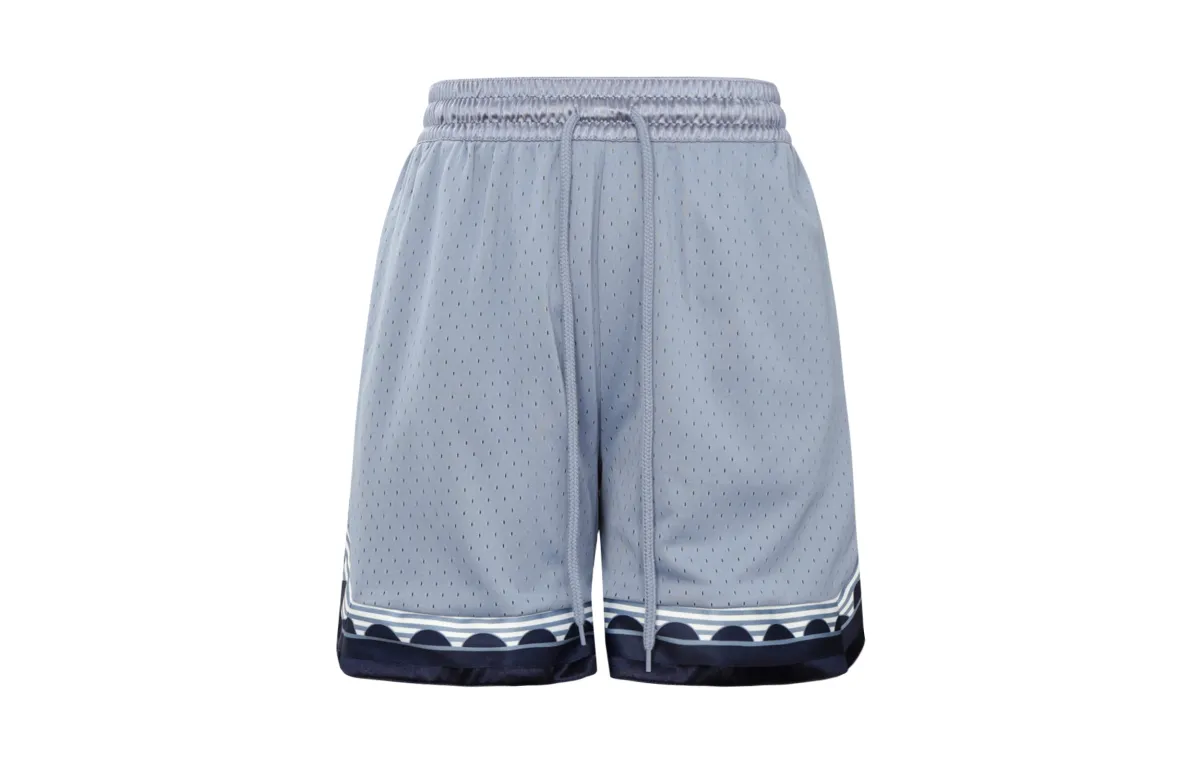 Nike Basketball Shorts Men's Gray Blue Moderate Straight Fit Pants