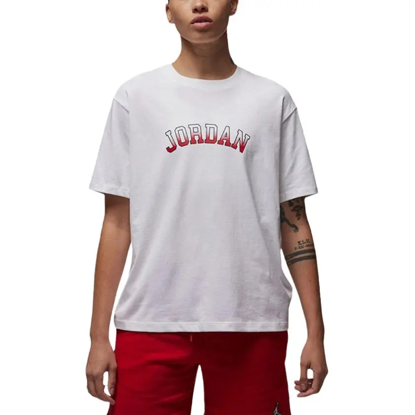 Jordan Drop Shoulder Sleeve T Shirt Women's White