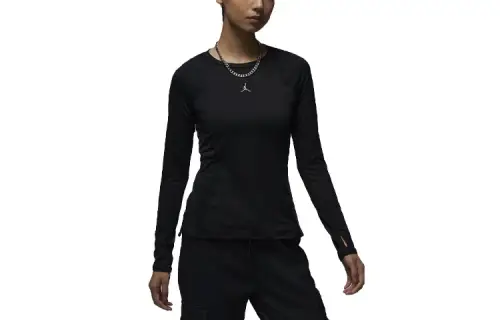 Jordan T Shirts Women's Black Crew Neck Moderate Straight Fit