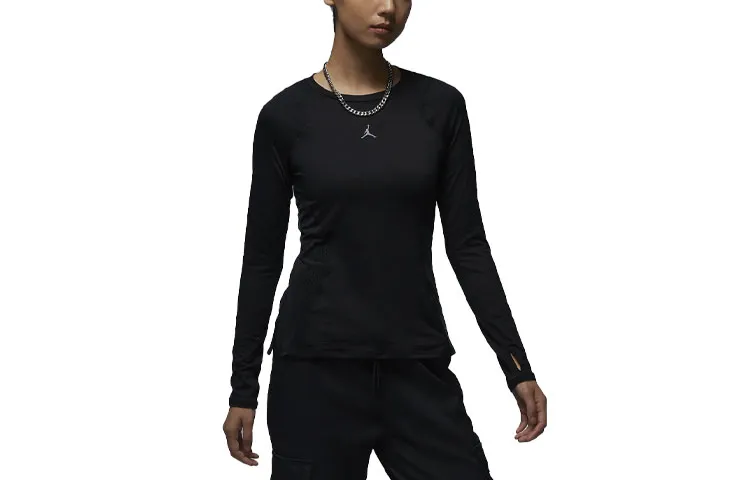 Jordan T-Shirts Women's Black Crew Neck Moderate Nipped-in Waist