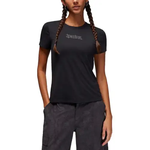 Jordan T Shirts Women's Black Crew Neck Moderate Straight Fit