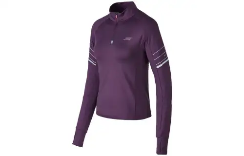 Skechers T Shirts Women's Pure Purple/03B4 Stand Collar Thickened And Fleece Lined Straight Fit