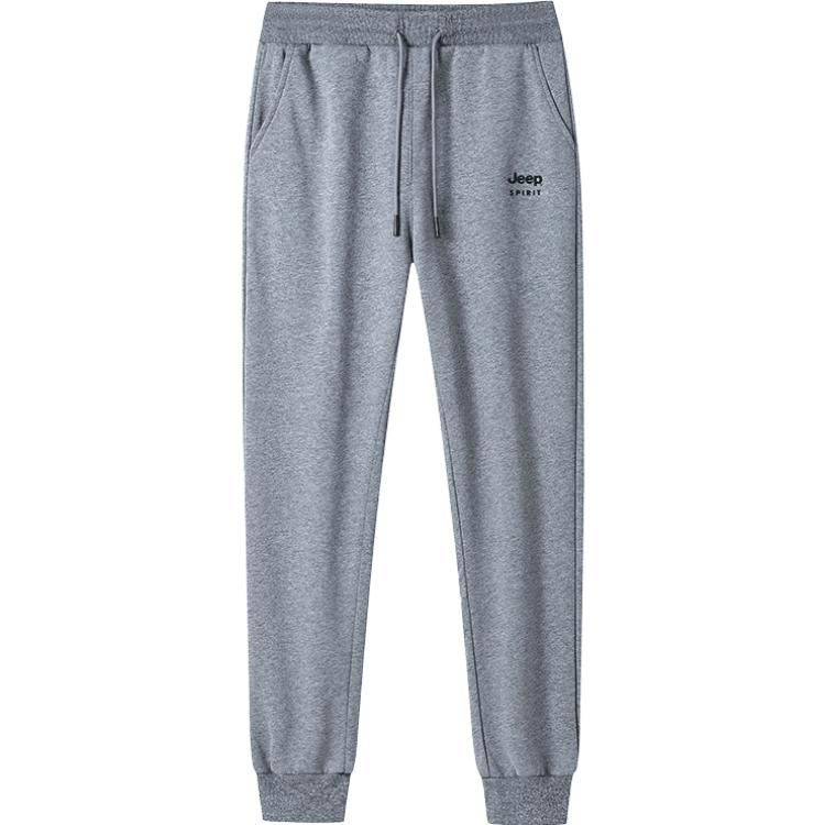 JEEP SPIRIT Fleece Lined Letter Logo Design Lace Up Mid Rise Minimalist Style Sports Pants Men’s