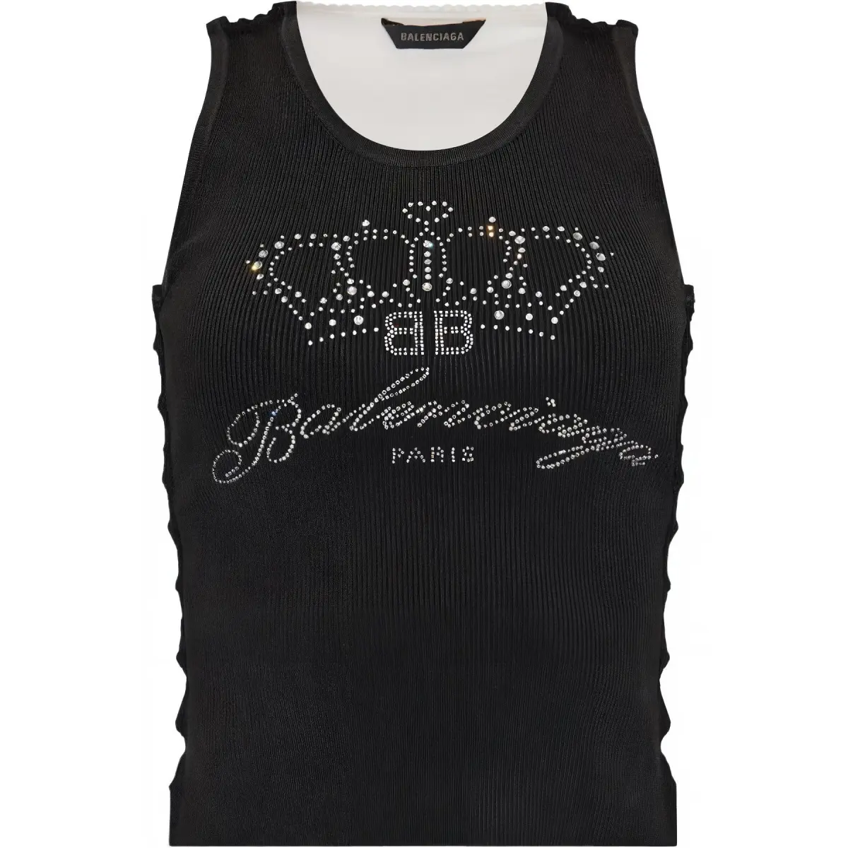 Balenciaga Logo Rhinestone Embellished Tank Top