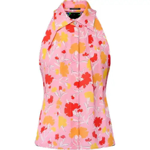 LOUIS VUITTON 1AFSDQ Carnation Print Tailored Halter Top